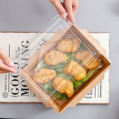 contenitori di alimento eliminabili di carta kraft Tray Sushi Food Box 300gsm di 500ml 600ml con i coperchi