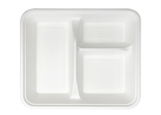 Stoviglie biodegradabili eliminabili della bagassa della scuola 6 5 vassoio del pranzo di 3 compartimenti