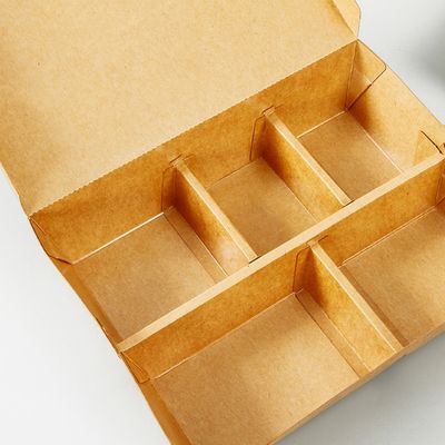 3 4 le stoviglie eliminabili biodegradabili Bento Paper Lunch Box Kraft di 5 compartimenti 3MM
