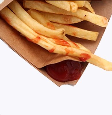 Le patate fritte rivestite del pe incartano il contenitore eliminabile di carta kraft delle tazze del cono con salsa