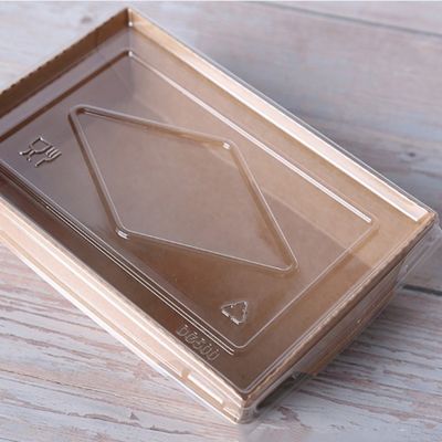 contenitori di alimento eliminabili di carta kraft Tray Sushi Food Box 300gsm di 500ml 600ml con i coperchi