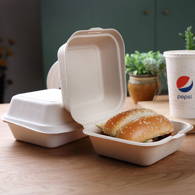 Contenitore a 6 pollici di hamburger della bagassa della bagassa 21g delle stoviglie della copertura superiore biodegradabile non tossica della polpa