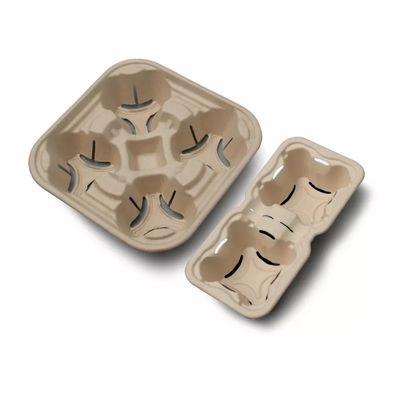 Le stoviglie biodegradabili libere di plastica 2 della bagassa 4 tazze 28g eliminano il trasportatore della tazza di carta