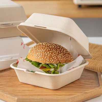 Scatole asportabili dell'hamburger del vergine 21g di copertura superiore del contenitore della bagassa eliminabile della canna da zucchero