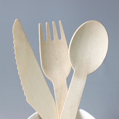la coltelleria di legno eliminabile del partito di cena di 140mm ha messo i coltelli ed i cucchiai biodegradabili delle forcelle