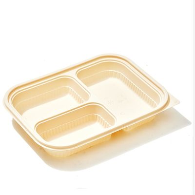 Stoviglie a 10 pollici Bento Biodegradable Cornstarch Food Containers dell'amido di mais di 3 compartimenti