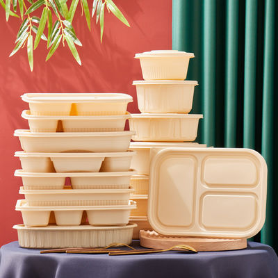 Stoviglie a 10 pollici Bento Biodegradable Cornstarch Food Containers dell'amido di mais di 3 compartimenti