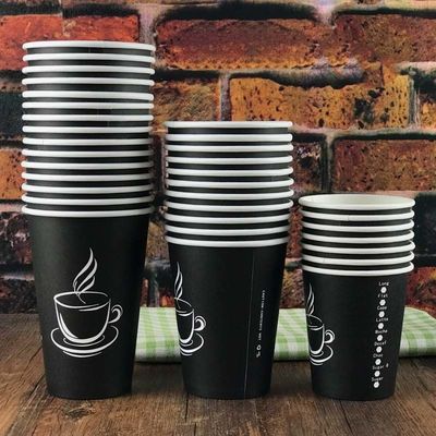 l'abitudine 2.5oz ha stampato le tazze a parete semplice di caffè del caffè eliminabile nero delle tazze 8oz