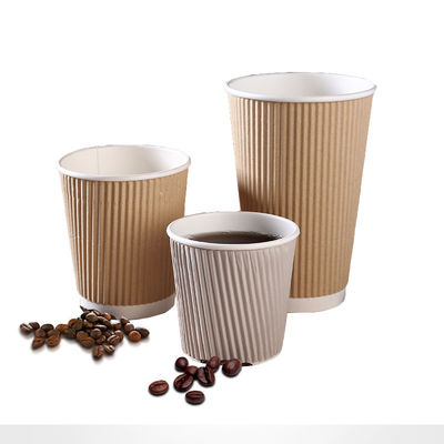 Parete riciclabile del Tripple delle tazze di carta dell'ondulazione di PLA 12oz Kraft di 90MM PS per caffè