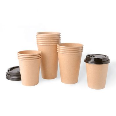 Lle tazze di carta eliminabili biodegradabili da 8 once carta kraft le tazze di caffè a parete semplice