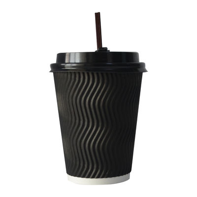 il bene durevole robusto di PLA 400ml ha ondulato le tazze di carta dell'ondulazione 12oz con i coperchi