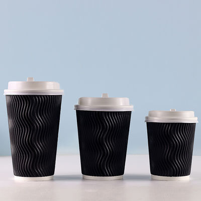 il bene durevole robusto di PLA 400ml ha ondulato le tazze di carta dell'ondulazione 12oz con i coperchi