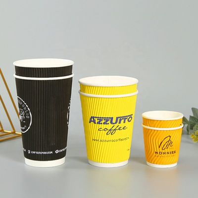 le tazze di carta eliminabili di 4oz 120ml 8oz 250ml ingialliscono le tazze di caffè con la parete dell'ondulazione del coperchio